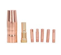 Gasless Nozzle Tips Kit - Mig Welding Tips, Flux Core Welder Accessories, Heat Resistant Brass, 5 Extra 0.035in Conductive Tips, 7 Pieces Compatible with FC90 80GL