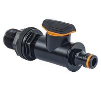 GASMIS Tank Feedthrough with Stopcock, External Thread 26.44 mm, 3/4 Inch xQuick Connector, Rain Barrel Feed-Through, Rain Barrel, Water Barrel, Pack of 1