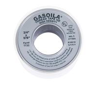 Gasoila White PTFE High Density Thred Tape Roll, -400 to 500 Degree F Performance Temperature, 3.9 mil Thick, 576" Length, 3/4" Width