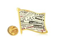 Gasoline Affects Paper Economy Golden Metal Flag Lapel Pin Badge
