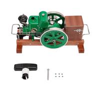 Gasoline Engine Model Kits, Retrol Miniature Horizontal Single-Cylinder 4-Stroke Water-Cooled Gas Engine with Wooden Display Stand & Ignition System for Science Experiment Demonstration