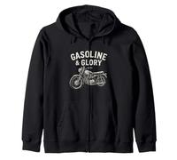 Gasoline & Glory Vintage Motorcycle Retro Biker Zip Hoodie