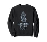 Gasoline In Her Soul Rose Flame Car Culture Mechanic Sweatshirt