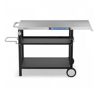 GasOne Stainless Steel Grill Table - 44 x 20-inch Rolling Grill Cart - Multifunctional Outdoor Side Table with Side Shelf, Trash Bag Hanger, Tool Holder - Ideal for Food Prep, Pizza Oven, Griddle