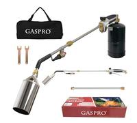 GASPRO Propane Torch Weed Burner Kit, High Output Weed Torch Flamethrower Detachable Long Arm Heavy Duty Blow Torch with Long/Short Mode for Garden, Melting Ice & Snow BBQ（Gray）