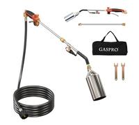 GASPRO Propane Torch Weed Burner Kit, High Output Weed Torch Flamethrower with 12.5FT Hose Detachable Long Arm Heavy Duty Blow Torch with Long/Short Mode for Garden, Melting Ice & Snow BBQ（Orange）