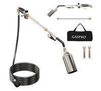 GASPRO Propane Torch Weed Burner Kit，High Output Weed Torch Flamethrower with 12.5FT Hose Detachable Long Arm Heavy Duty Blow Torch with Long/Short Mode for Garden, Melting Ice & Snow BBQ（Gray）