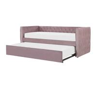 Beliani Trundle Bed Velvet Gassin 90 X 200 Cm Eu Single Pink, Pink
