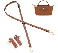 Gastinsave Purse Straps Replacement, Leather Handbag Crossbody Shoulder Strap Adjustable for Longchamp Bag Women (Brown Gold)