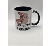 Gastric Sleeve Mug Ceramic 11oz Funny bariatric Diet weightloss Mug Gift in Black! Downsizing in Progress