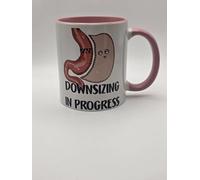 Gastric Sleeve Mug Ceramic 11oz Funny bariatric Diet weightloss Mug Gift in Pink! Downsizing in Progress