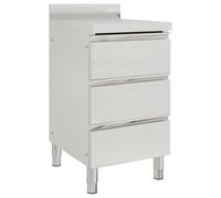 Gastro Kitchen Cabinets Set of 2 Stainless Steel with 3 Drawers, Height-Adjustable Feet, 50 x 60 x 95-96 cm, Food-Safe, for Catering, Restaurant, Catering, Hotel, Commercial Kitchen