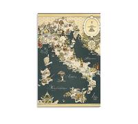 Gastronomic Map of Italy 1949 Poster Decorative Painting Canvas Wall Posters And Art Picture Print Modern Family Bedroom Decor Posters 12x18inch(30x45cm)