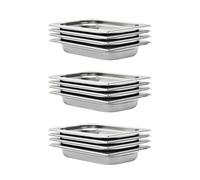 Gastronorm 1/4 Stainless Steel Pan 265x162x40mm Silver Stackable 12pcs Pro Chef
