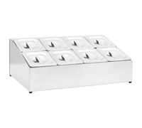 vidaXL Stainless Steel Gastronorm Container Holder with 8 Pans and Lids for Restaurants and Home Kitchens