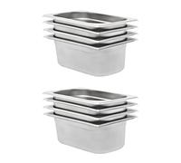 vidaXL Gastronorm Containers 8 pcs GN 1/4 100 mm Stainless Steel, Silver