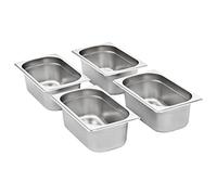 Gastronorm Containers 8 Pieces GN 1/4 100 mm Stainless Steel Stackable Food Tray for Warming Counter, Buffet and Catering, Ideal for Bain Marie, Chafing Dish, Canteen, Catering, Kitchen
