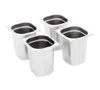 Gastronorm Containers 8 Pieces GN 1/6 200 mm Stainless Steel Stackable Food Tray for Catering, Buffet, Warming Counter, Canteen, Bain Marie, Chafing Dish, Versatile for Kitchen and Catering