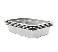 Gastronorm Containers GN 1/1 Stainless Steel 530 x 325 x 100 mm Set of 4 Stackable Food Tubs for Buffet, Warming Counter, Bain-Marie and Catering in Catering, Kitchen, Restaurant, Canteen