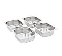 Gastronorm Containers GN 1/2 Stainless Steel 325 x 265 x 100 mm Set of 4 Stackable Food Tubs for Warming Counter Buffet Catering Canteen Catering Restaurant