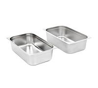 Gastronorm Containers, Pack of 2, GN 1/1, 150 mm, Stainless Steel, 530 x 325 x 150 mm, 21 L Capacity, Stackable for Buffet, Catering, Canteen, Catering, Warming Counter, Food Tub