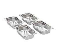 Gastronorm Containers Pack of 8 GN 1/4 65 mm Stainless Steel 265 x 162 x 65 mm 1.8 L Volume Stackable for Catering Kitchen Restaurant Buffet Warming Counter Food Tub Chafingdish