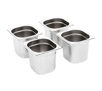 Gastronorm Containers Pack of 8 GN 1/6 150 mm Stainless Steel 2.4 L Volume Stackable for Kitchen Restaurant Buffet Catering Bain-Marie Food Tub Warming Counter Storage and Transport