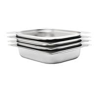 Gastronorm Containers Set of 4 GN 1/2 65 mm Stainless Steel 325 x 265 mm Stackable for Warming Counter Buffet Chafingdish Bainmarie Food Tub Catering Catering Kitchen Restaurant