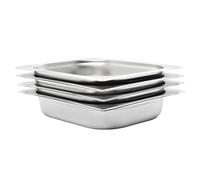 Gastronorm GN 1/2 Stainless Steel 325x265x65mm Silver 4-Pack Stackable Pro Pans