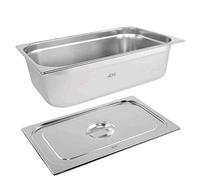 Gastronorm & Lid 1/1 Size Stainless Steel Bain Marie Food Container Pan 150mm