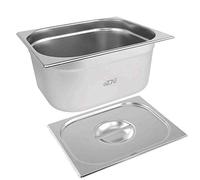 Gastronorm & Lid 1/2 Half Stainless Steel Bain Marie Food Container Pan 150mm