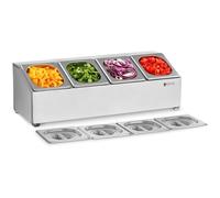 Gastronorm Pan Holder Incl. 4 GN 1/6 Gastronorm Containers With Lids - Ingredient Containers by Royal Catering Silver