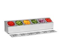 Gastronorm Pan Holder Incl 6 1/6 Gastronorm Containers With Lids - Ingredient Containers by Royal Catering Silver