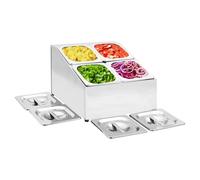 Gastronorm Pan Holder Stainless Steel 3x GN 1/6 Pans with Lids 49.7x22.5x21.5cm