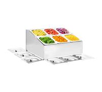 Gastronorm Pan Holder Stainless Steel 3x GN 1/6 Pans with Lids 49.7x22.5x21.5cm