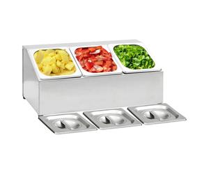 Gastronorm pan holder Stainless Steel 3x GN 1/6 Pans with Lids 49.7x22.5x21.5cm