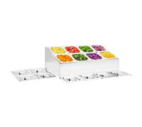 Gastronorm Pan Holder Stainless Steel 66.8x40x25cm w/ 3 GN1/6 Pans Stable & Lids