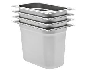 Gastronorm Pan Set 12x GN1/4 265x162x20mm Silver Stainless Steel 0.9L Stackable
