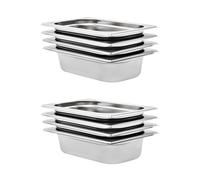 Gastronorm Pan Silver 1/4 GN 265x162x65mm Stainless Steel 8pcs Stackable Chef