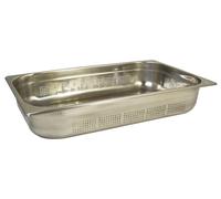 Vogue K841 Stainless Steel Perforated 1/1 Gastronorm Pan 100mm Deep Food Container, Silver