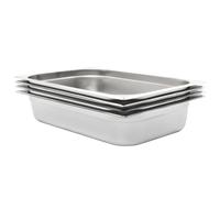 Gastronorm Steam Table Pans GN1/1 530x325x100mm Silver Stack 4pc Stainless Steel