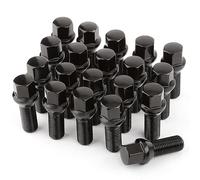 GAsupply 20pcs Tapered Seat Alloy Wheel Bolts | M14x1.25, 28mm Thread, 17mm Hex | Replacement Bolt Kit for BMW Mini (Black)