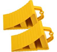 GAsupply Wheel Chocks With Handles Set of 2 Tyre Saver Brake Stoppers Ridged Wedges for Cars Caravan Horsebox Motorhome (2 YELLLOW Wheel Chocks)