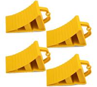 GAsupply Wheel Chocks With Handles Set of 4 Tyre Saver Brake Stoppers Ridged Wedges for Cars Caravan Horsebox Motorhome (4 Yellow Wheel Chocks)