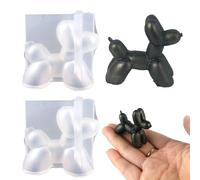 Gasusen 2PCS MINI 3D Balloon Dog Resin Molds, Cute Dog Puppy Silicone Mold for Handmade Decoration - DIY Chocolate Desserts Candy Crystal Candle Soap Making Molds