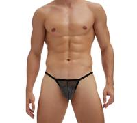 Gatamiau Sexy Briefs Underwear for Men See Through Shiny Mesh Low Rise Thong Sexy Bulge Pouch Tanga Underpants Male Lightweight G-Strings T-Back Bikini (UK, Alpha, XL, Regular, Regular, Black)
