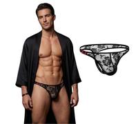 Gatamiau Thong String Briefs Triangle Boxers Men's Low Rise G Strings Thong Lightweight Bulge Pouch Male Underpants Black (UK, Alpha, XL, Regular, Regular)