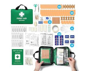 Gatarn 220 Piece First Aid Kit Bag | Includes Eyewash, 2 x Instant Cold Ice Packs & Emergency Car Blanket | Complete Medical & Survival Kit for Home, Car, Office, Caravan, Travel & Sports