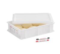 GATBO 1-Pack Pizza Dough Proofing Box with Lid, 12L Stackable Commercial-Grade Trays with 2 Wipeable Markers for Home Bakers & Light Commercial Use, 1 Lids Included (40cm x 30cm x 10cm)
