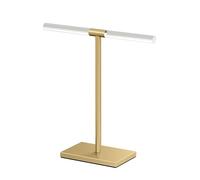 Gatco 1344B, Modern Rectangle Base Freestanding Countertop Towel Holder, Brushed Brass/Acrylic / 10.50" W x 11.13" H T-Shape Style Countertop Hand Towel Holder for Bathroom, Kitchen Towel Rack